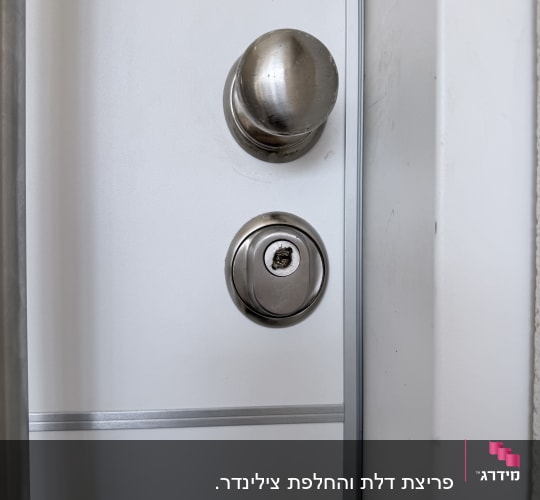 מנעול דלת מתכת עם ידית עגולה